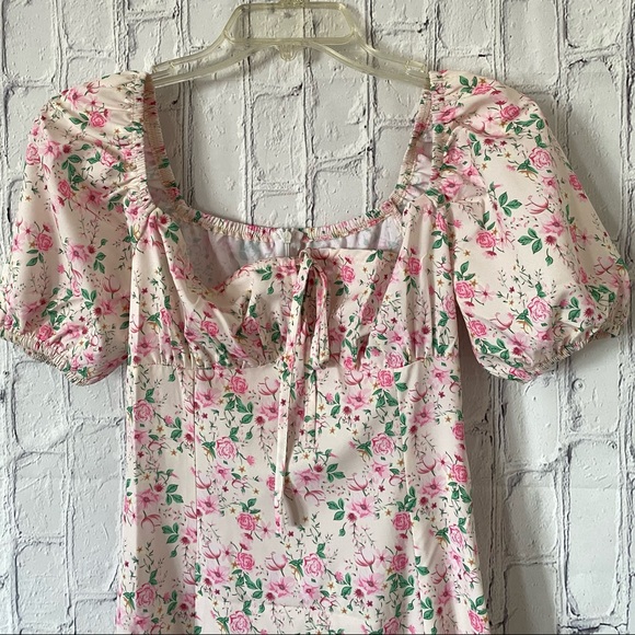 BOHEMIAN STYLE FLORAL PRINT SLIT SIZE MIDI DRESS - Picture 5 of 14